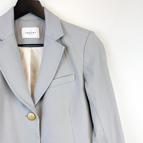 Argent Womens Size 4 Blazer Jacket Virgin Fleece Wool Stretch Gray - Picture 2 of 10